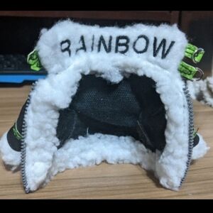 Rainbow Kids Black and White Sherpa Aviator Hat with Green Accents